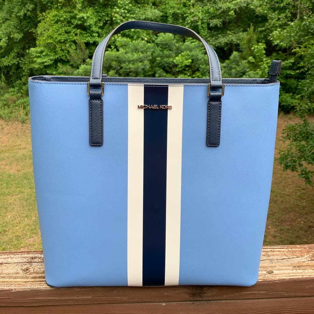 Micheal Kors French Blue Center Stripe Tote